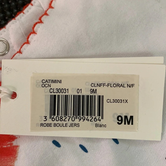 catimini dress 9 mo girl floral cat face bubble hem sailor stripes - Picture 5 of 5